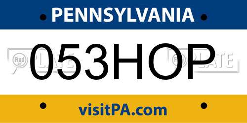 053HOP Pennsylvania License Plate