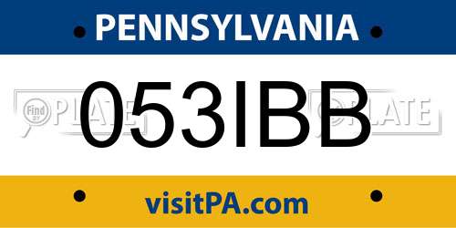 053IBB Pennsylvania License Plate
