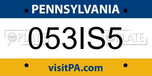 053IS5 Pennsylvania License Plate