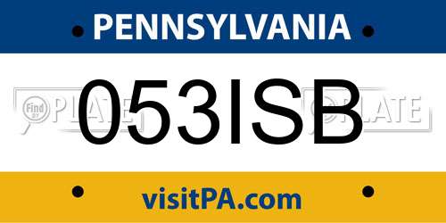 053ISB Pennsylvania License Plate