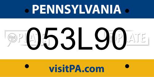 053L90 Pennsylvania License Plate