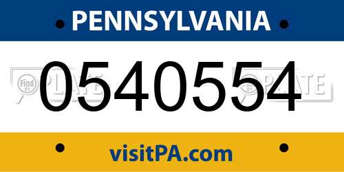 0540554 Pennsylvania License Plate