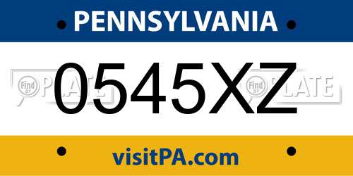 0545XZ Pennsylvania License Plate