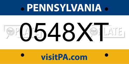 0548XT Pennsylvania License Plate