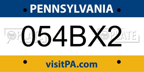 054BX2 Pennsylvania License Plate
