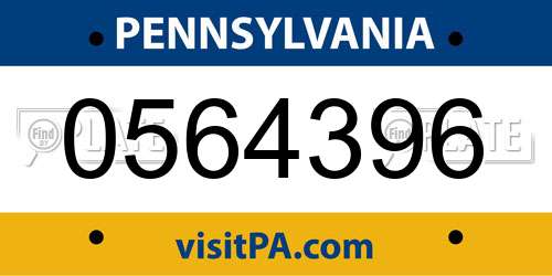 0564396 Pennsylvania License Plate