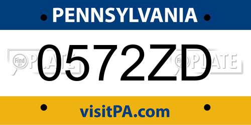 0572ZD Pennsylvania License Plate