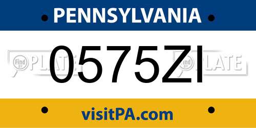 0575ZI Pennsylvania License Plate