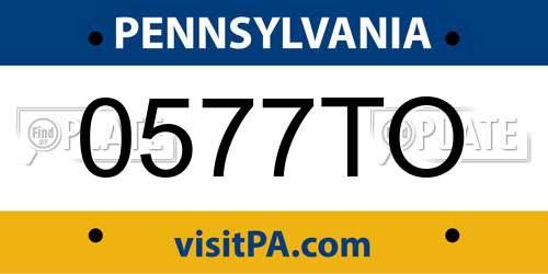0577TO Pennsylvania License Plate