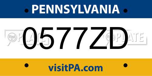 0577ZD Pennsylvania License Plate