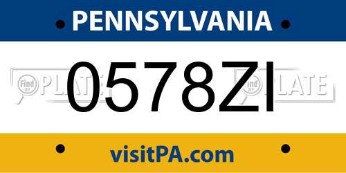 0578ZI Pennsylvania License Plate