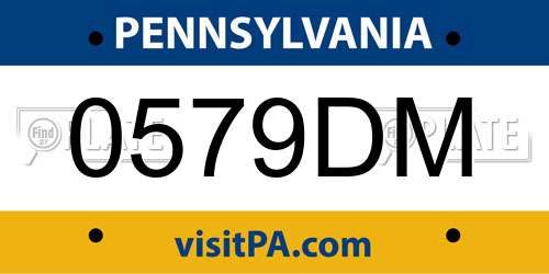 0579DM Pennsylvania License Plate