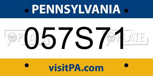 057S71 Pennsylvania License Plate