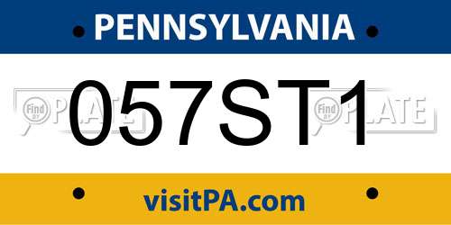 057ST1 Pennsylvania License Plate