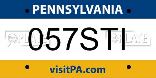 057STI Pennsylvania License Plate
