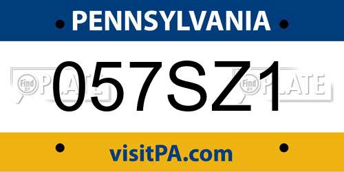057SZ1 Pennsylvania License Plate