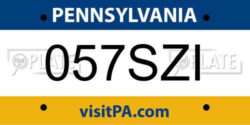 057SZI Pennsylvania License Plate