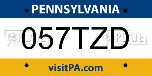 057TZD Pennsylvania License Plate