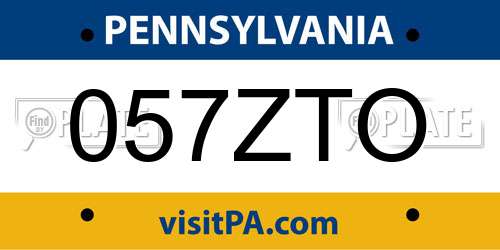 057ZTO Pennsylvania License Plate
