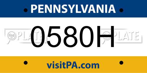 0580H Pennsylvania License Plate