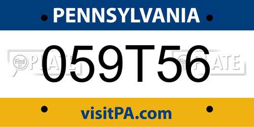 059T56 Pennsylvania License Plate
