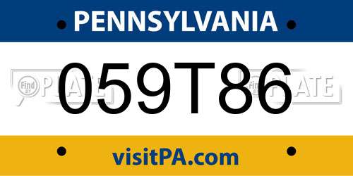 059T86 Pennsylvania License Plate