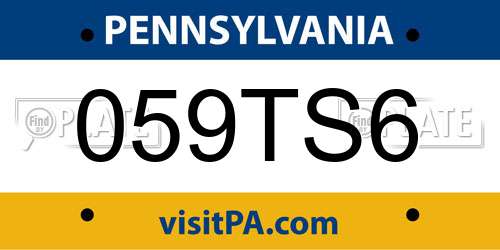 059TS6 Pennsylvania License Plate