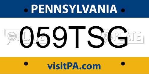 059TSG Pennsylvania License Plate