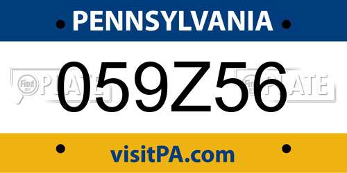 059Z56 Pennsylvania License Plate