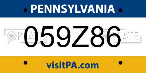 059Z86 Pennsylvania License Plate