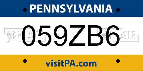 059ZB6 Pennsylvania License Plate