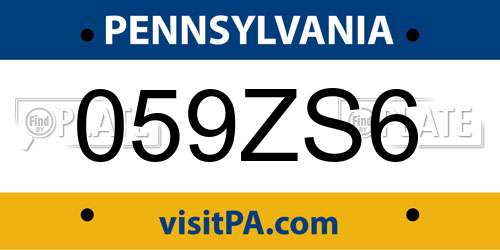 059ZS6 Pennsylvania License Plate