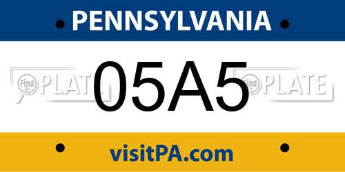 05A5 Pennsylvania License Plate