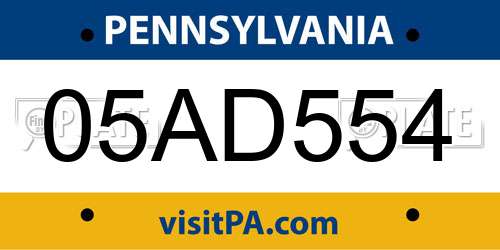 05AD554 Pennsylvania License Plate
