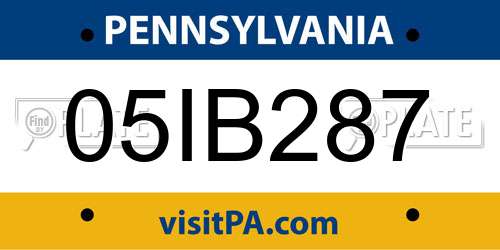 05IB287 Pennsylvania License Plate