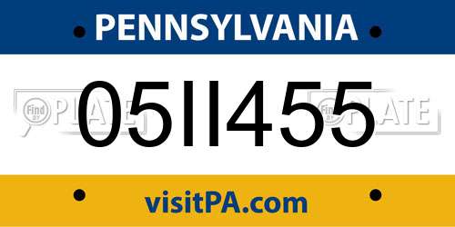 05II455 Pennsylvania License Plate
