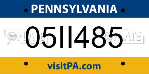 05II485 Pennsylvania License Plate