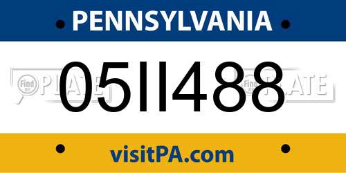 05II488 Pennsylvania License Plate