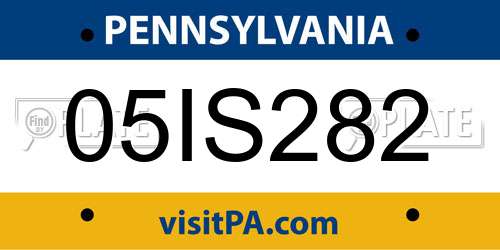 05IS282 Pennsylvania License Plate