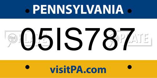 05IS787 Pennsylvania License Plate