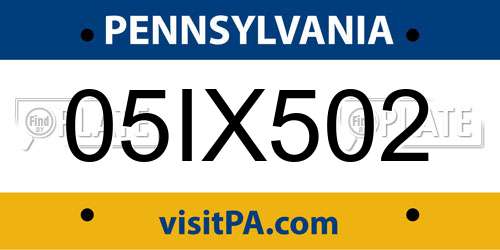 05IX502 Pennsylvania License Plate