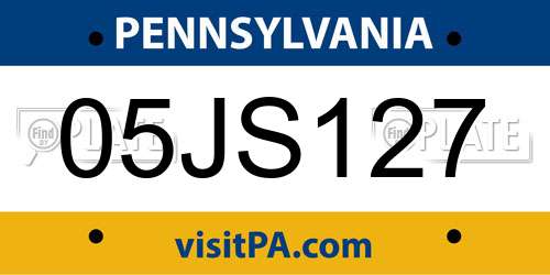 05JS127 Pennsylvania License Plate