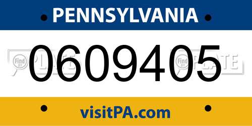0609405 Pennsylvania License Plate