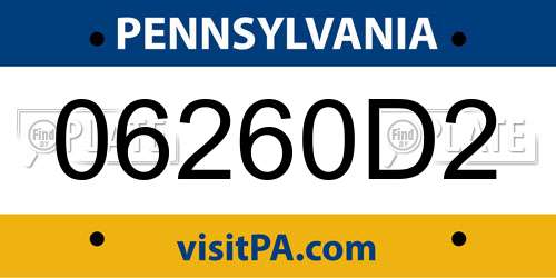 06260D2 Pennsylvania License Plate