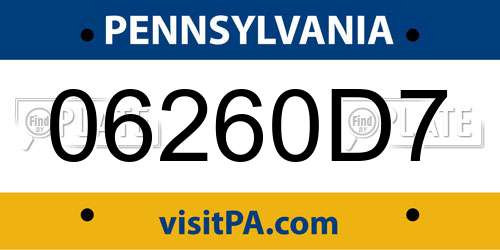 06260D7 Pennsylvania License Plate