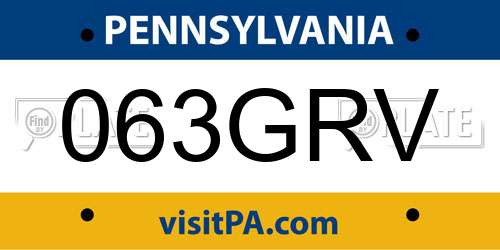 063GRV Pennsylvania License Plate