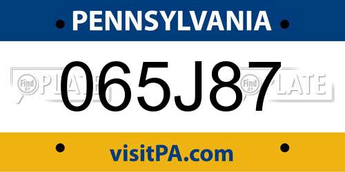 065J87 Pennsylvania License Plate