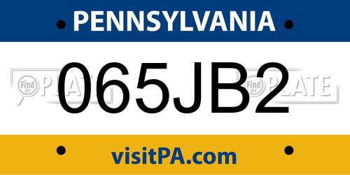 065JB2 Pennsylvania License Plate