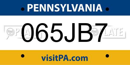 065JB7 Pennsylvania License Plate