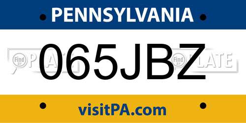 065JBZ Pennsylvania License Plate